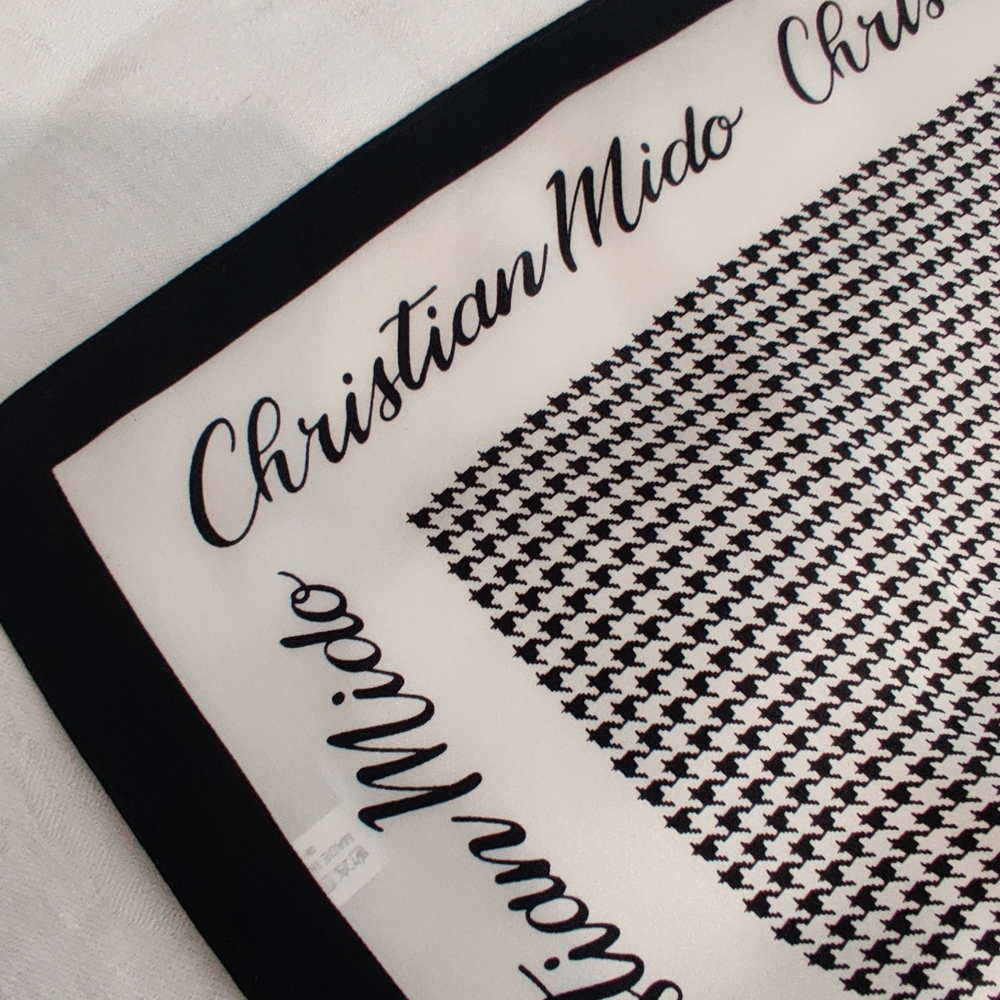 Black and White Houndstooth Silk Scarf